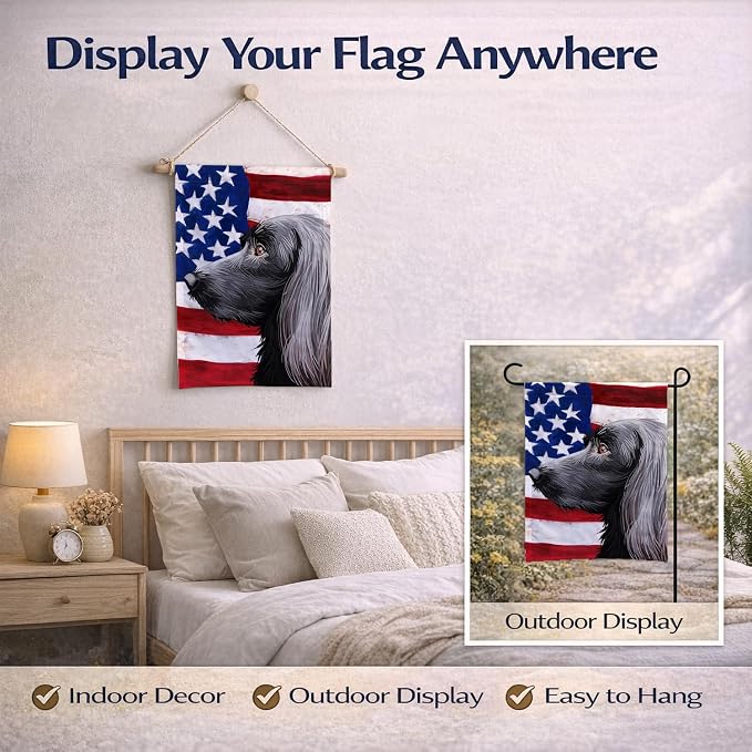 Caroline's Treasures CK6623GF Large Munsterlander Dog American Flag Garden Flag Mailbox Flag Decorative Yard Flag Banner Outside Patio Artwork Yard Flower Beds, Garden Size, Multicolor