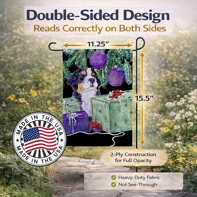 Caroline's Treasures SS8582GF Bernese Mountain Dog Garden Flag Mailbox Flag Decorative Yard Flag Banner Outside Patio Artwork Yard Flower Beds, Garden Size, Multicolor