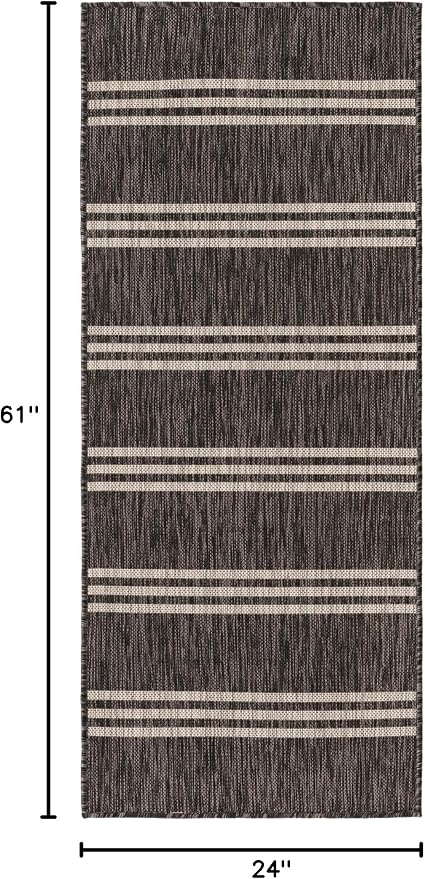 Unique Loom Jill Zarin Outdoor Collection Area Rug - Anguilla (2' x 5' 1'' Runner, Charcoal/ Ivory)