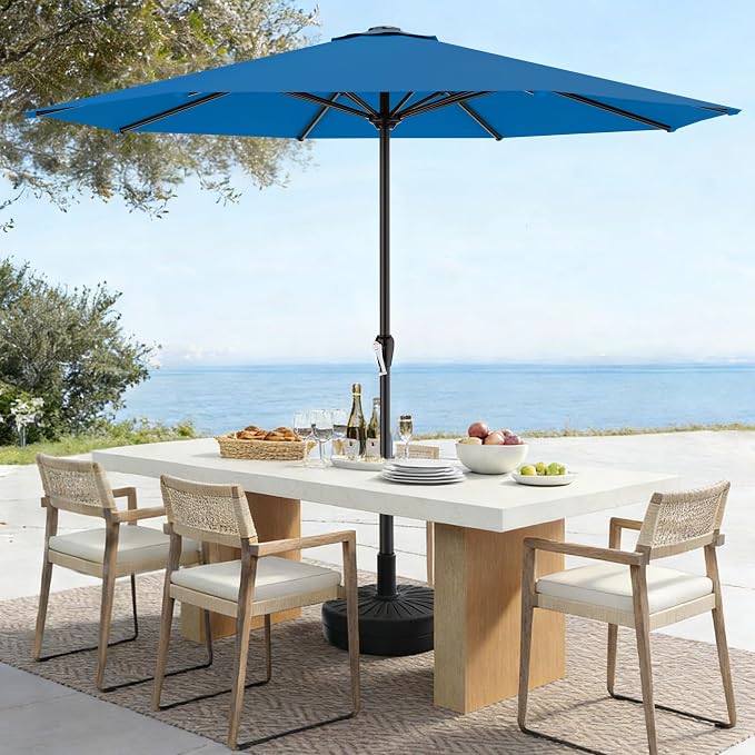 AreShark 12 FT Patio Umbrella for Outdoor, Outdoor Table Umbrella with Push Button Tilt and Crank, Outdoor Patio Umbrellas with 8 Sturdy Ribs, Patio Umbrellas for Market, Garden, Pool (Royal Blue)
