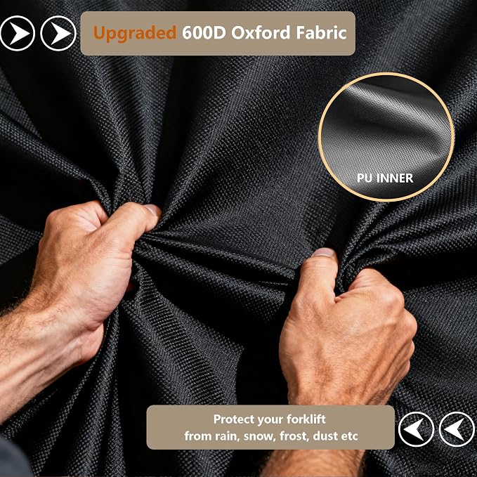 Forklift Protection Cover All Weather, Forklift Cover Waterproof 600D Fits All Forklifts Up to 8000Lb, Sun Rain Snow UV Zipper Door Windproof Buckle Organizer Bag