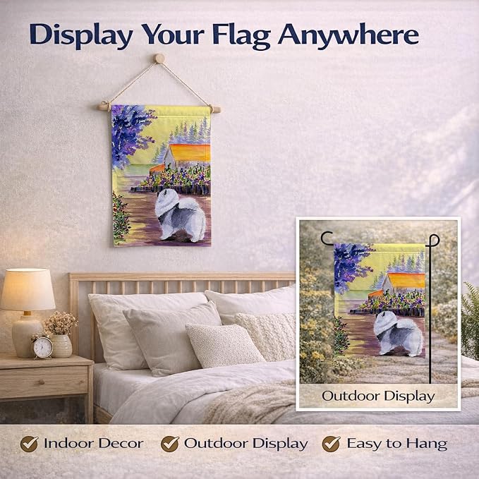 Caroline's Treasures SS8452GF Keeshond Garden Flag Mailbox Flag Decorative Yard Flag Banner Outside Patio Artwork Yard Flower Beds, Garden Size, Multicolor