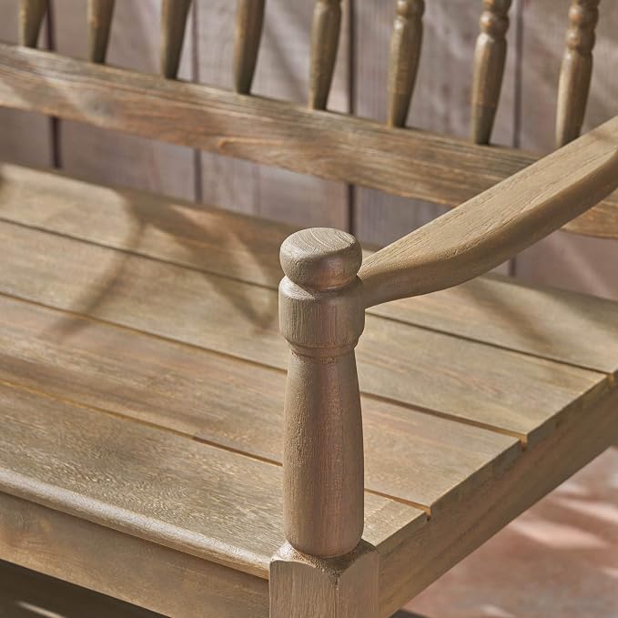 Christopher Knight Home Great Deal Furniture Christopher Knight Home Cody Outdoor Acacia Wood Bench with Shelf, Gray Finish