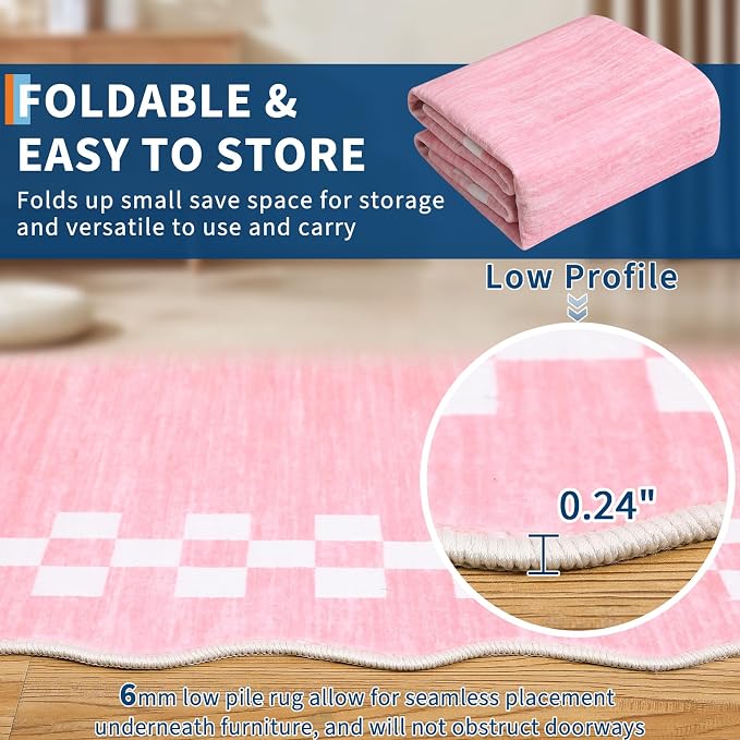 GarveeHome Hallway Runner Rug 2x6 Non Slip Scalloped Washable Rug for Kitchen