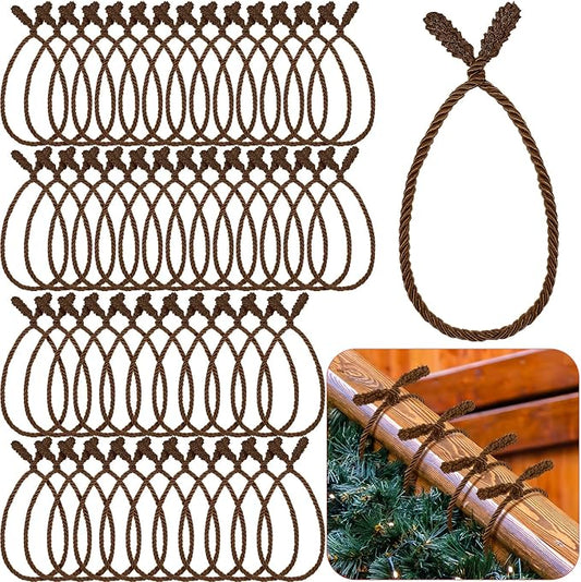 Zhengmy 50 Pcs 20 Inches Christmas Garland Ties Christmas Decorative Twist Ties for Banister Reusable and Flexible Twist for Xmas Home Decorations Holiday Craft Wrapping (Brown)