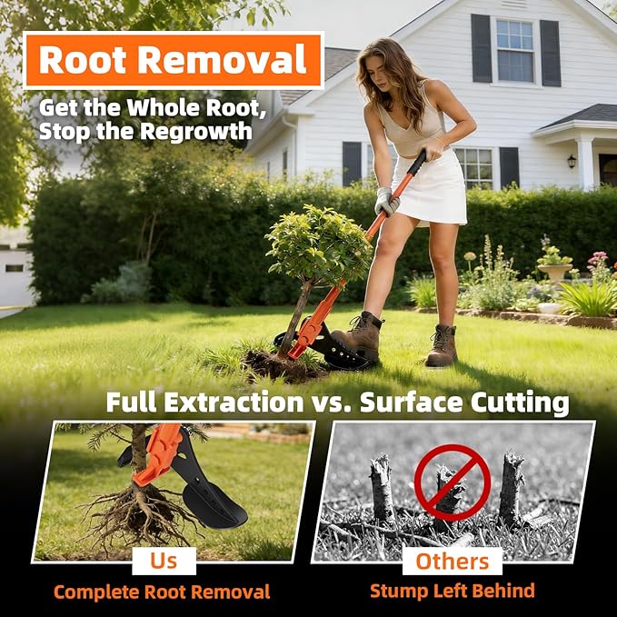 Heavy Duty Tree & Stump Puller Tool - High Strength Manganese Steel Uproot Tool for Sapling & Root Removal, Extracts 1/4" to 2 Woody Stems & Invasive Trees, Ideal for Lawn, Yard, Garden, Farm