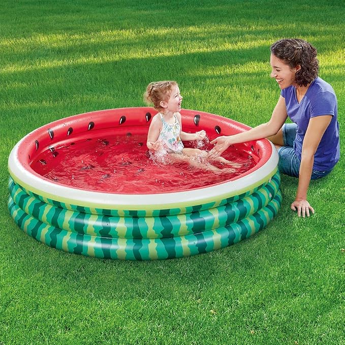 Kiddie Pool, 45" and 60" Watermelon 3 Ring Inflatable Pool for Kids, Inflatable Swimming Pool (2 Pack), Ideal Water Pool in Summer