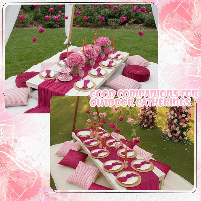 Beeveer 14 Pack Picnic Kit 91x71 Inch Extra Large Outdoor Boho Picnic Blanket with Girl Colors Table Runner, 6 Throw Pillow Cover 6 Napkin Woven Cotton Yarn Washable Beach Blanket for Camp Wedding