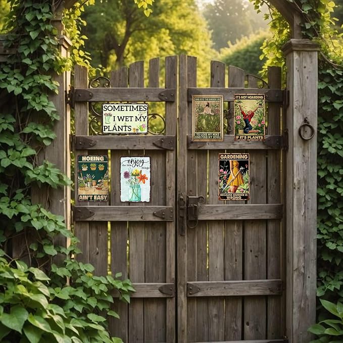 Funny Garden Metal Signs Yard Art For Outside Garden Wall Art Decor Outdoor Hoeing Ain'T Easy Gardening Tin Sign Vintage Greenhouse Signs 8x12 Inch