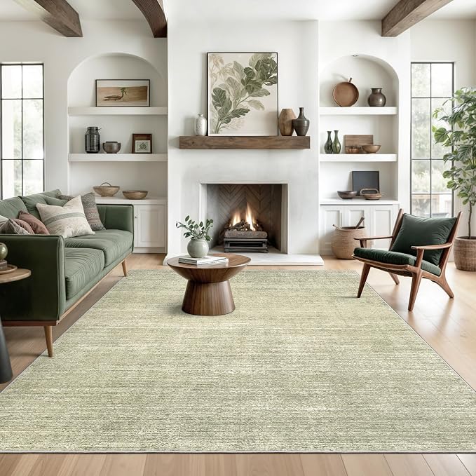 Valenrug 3x5 Area Rug Non Slip, Washable Entryway Rug for Bedroom Green | Soft Low Pile, Thin & Lighweight Carpet, Folable Stain Resistant Modern Indoor Floor Mat for Living Room,Kitchen, Home Decor