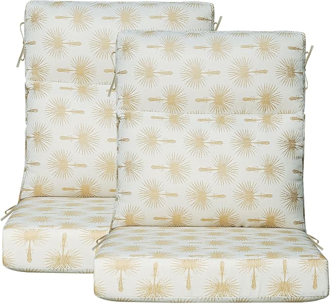 Outdoor Patio Chair Cushions 44x21x3.5 inch, Set of 2 Thicken Comfy Cushions for Rocker Non Slip Fade Shield Water Repellent High Back with Ties, Radiant Floral Brocade