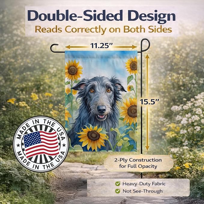 Caroline's Treasures DAC6157GF Scottish Deerhound in Sunflowers Garden Flag Mailbox Flag Decorative Yard Flag Banner Outside Patio Artwork Yard Flower Beds, Garden Size, Multicolor