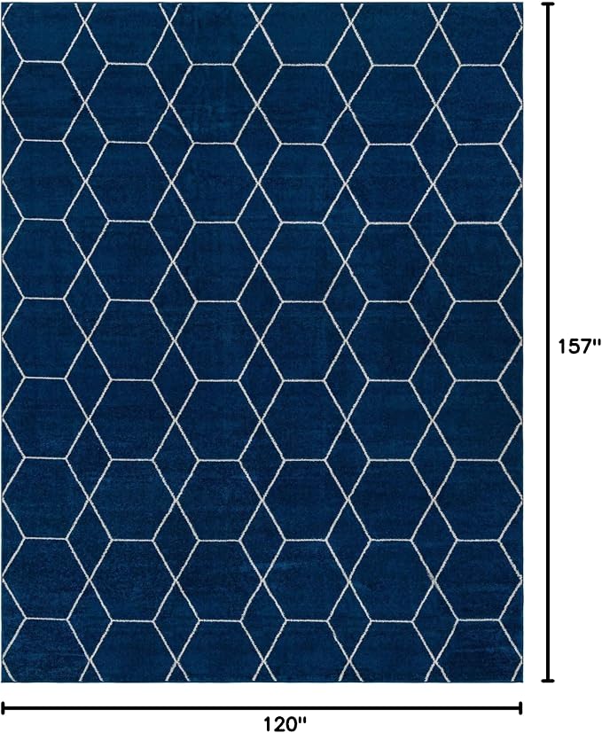 Unique Loom Trellis Frieze Collection Area Rug - Geometric (10' x 13', Navy Blue/ Ivory)