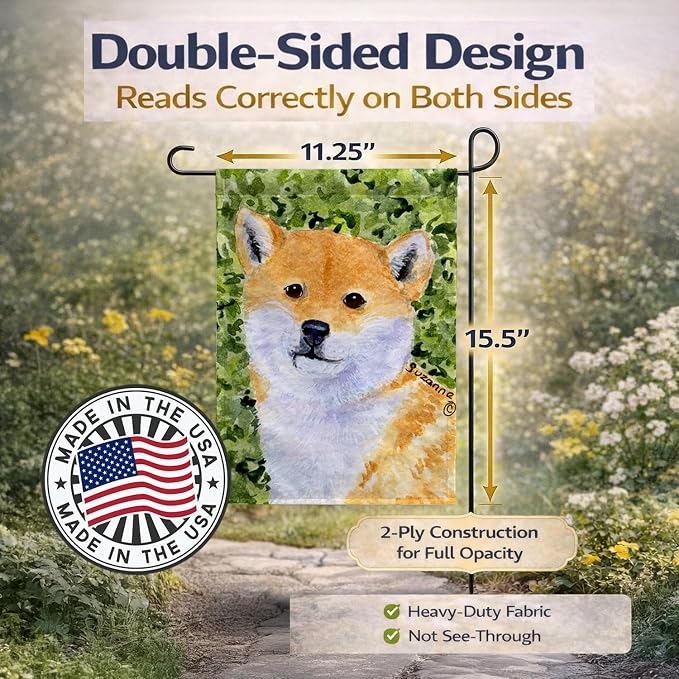 Caroline's Treasures SS8719GF Shiba Inu Garden Flag Mailbox Flag Decorative Yard Flag Banner Outside Patio Artwork Yard Flower Beds, Garden Size, Multicolor