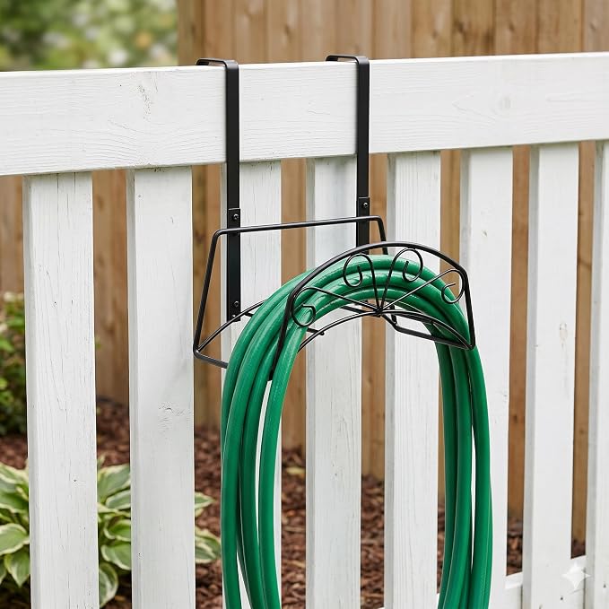 Garden Hose Holder, Metal, 2PCS Black | Heavy Duty Detachable, Wall Mount or Hanger, Holds 160 FT, For Expandable & Flexible Hoses, Water Hoses Holder for Outside
