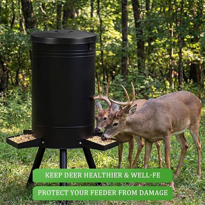 1 Pack Black 55 Gallon Drum Lid with Handle Feeder Part Steel 3 Deep Heavyweight 9 lb Heavy Duty Waterproof Dustproof for Deer Turkey Feeder Fit Most 55 Gallon Rain Barrel