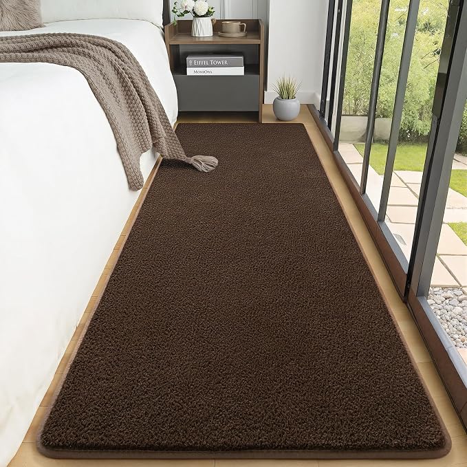 AROGAN 2x6 Runner Rug for Hallway, Long Runner Rugs Non Slip, Coffee | Soft Washable Memory Foam Carpet for Bedroom, Non Slip Backing Runners Rug for Hallways, Kitchen, Bathroom, Entryway Home