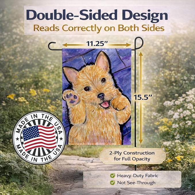 Caroline's Treasures SS8911GF Norwich Terrier Garden Flag Mailbox Flag Decorative Yard Flag Banner Outside Patio Artwork Yard Flower Beds, Garden Size, Multicolor