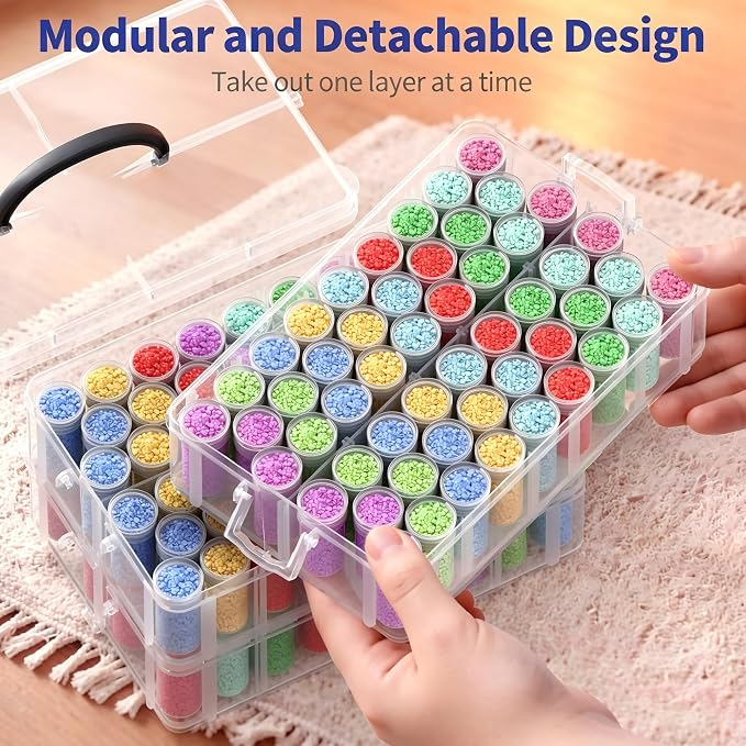 3-Tier Diamond Painting Storage Box,156 Slot Diamond Art Storage，Suitable for Pills, Seed, DIY Diamond Art Storage Containers