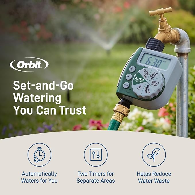 Orbit 62067 1-Outlet Programmable Digital Hose Watering Timer, 2-Pack