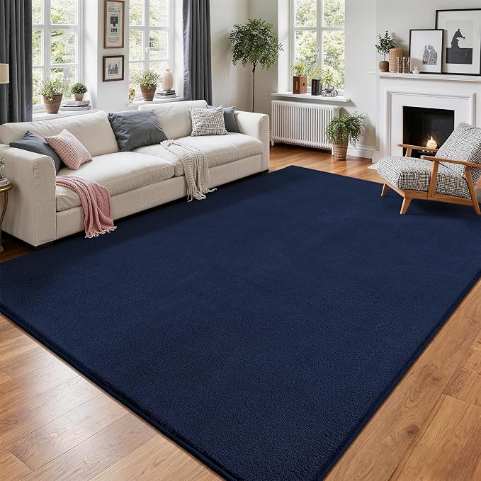 Vasofe Navy Area Rugs for Living Room Bedroom, 4x6 Modern Memory Foam Rug | Thickened Throw Carpet, Super Soft Kids Boys Girls Rug, Non Slip Washable Carpets for Dorm Nursery Classroom Office Decor