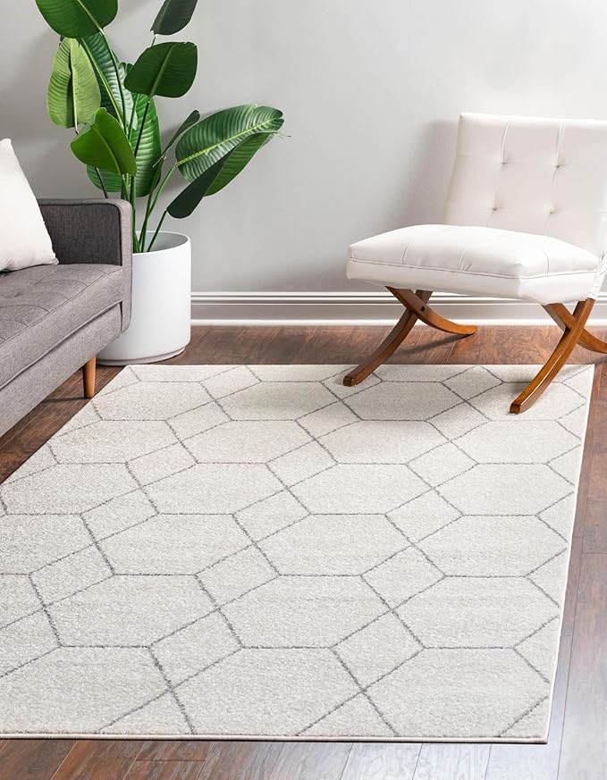 Unique Loom Trellis Frieze Collection Area Rug - Geometric (10' x 14' 1", Ivory/ Gray)
