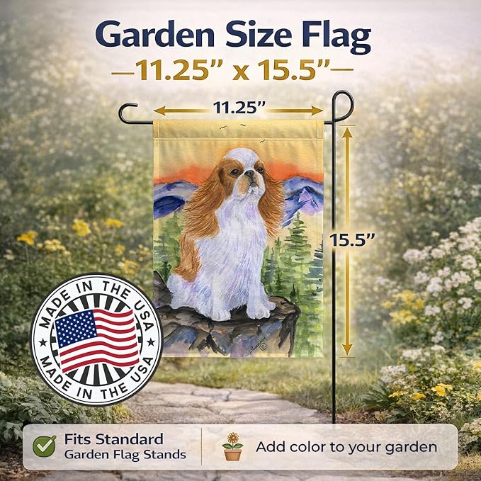 Caroline's Treasures SS8311GF English Toy Spaniel Garden Flag Mailbox Flag Decorative Yard Flag Banner Outside Patio Artwork Yard Flower Beds, Garden Size, Multicolor
