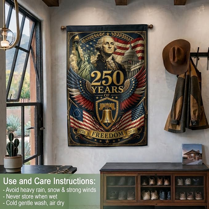 250 Years Of Freedom Flag, American 250th Anniversary Patriotic Design, 1776-2026 Commemorative, Garden Flags For Outside, Double-sided Display, 250th Anniversary USA Commemorative Flags 5 (30x40 Inch)