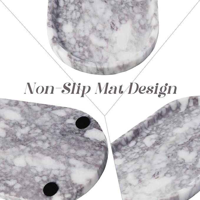 Koville Real Luxurious Natural Marble Vanity Tray, 10"x5" Calacatta Viola Marble Catchall Tray for Bathroom, Stone Perfume Trays Jewelry Dish for Dresser, Genuine Stone Storage Tray for Home Decor
