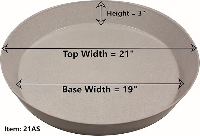 21 Inch (19 Inch Base) Case of 5 Plant Saucers | Polypropylene, Heavy Duty Indoor/Outdoor, Drip Pan & Tray, Collects Excess Water, Made in USA