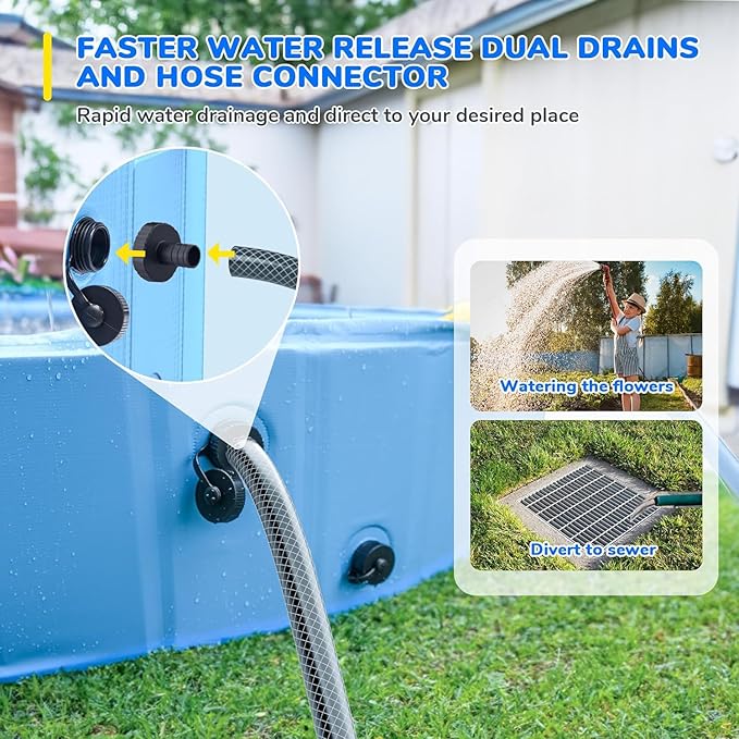 107'' Foldable Dog Pool, Extra Large Sprinkler Pools for Kids, Non-Slip Heavy Duty Dogs Pool for Large Dogs, Hard Plastic Kiddie Bathtubs for Backyard(9ft)