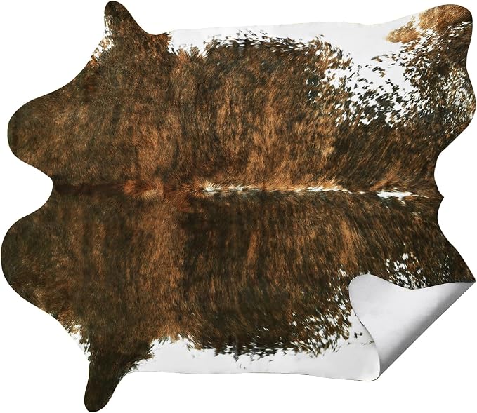 AROGAN Faux Cowhide Rug, Cow Print Animal Area Rug, Saddle Brown 3.6x2.3 Ft | Premium Cow Hide Carpet, Western Rug for Bedroom Living Room Decor, Durable Faux Cow Skin Cowhide Area Rug