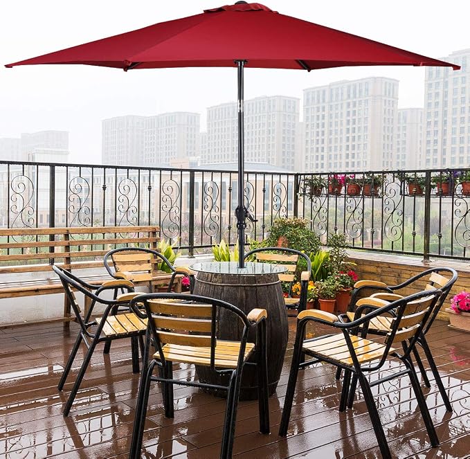 Giantex 10ft Outdoor Patio Umbrella, Market Table umbrella w/Tilt Adjustment and Crank, 180G Polyester, Garden Canopy for Deck Backyard Pool Indoor Outdoor