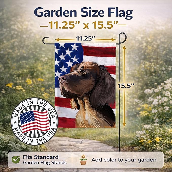 Caroline's Treasures CK6645GF Picardy Spaniel Dog American Flag Garden Flag Mailbox Flag Decorative Yard Flag Banner Outside Patio Artwork Yard Flower Beds, Garden Size, Multicolor
