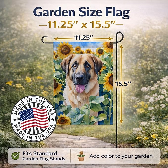 Caroline's Treasures DAC6012GF Anatolian Shepherd in Sunflowers Garden Flag Mailbox Flag Decorative Yard Flag Banner Outside Patio Artwork Yard Flower Beds, Garden Size, Multicolor