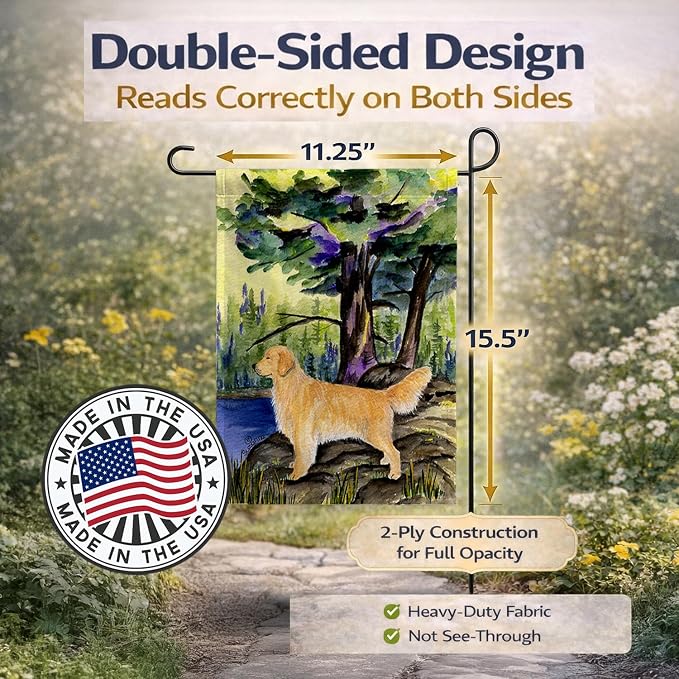 Caroline's Treasures SS8426GF Golden Retriever Garden Flag Mailbox Flag Decorative Yard Flag Banner Outside Patio Artwork Yard Flower Beds, Garden Size, Multicolor