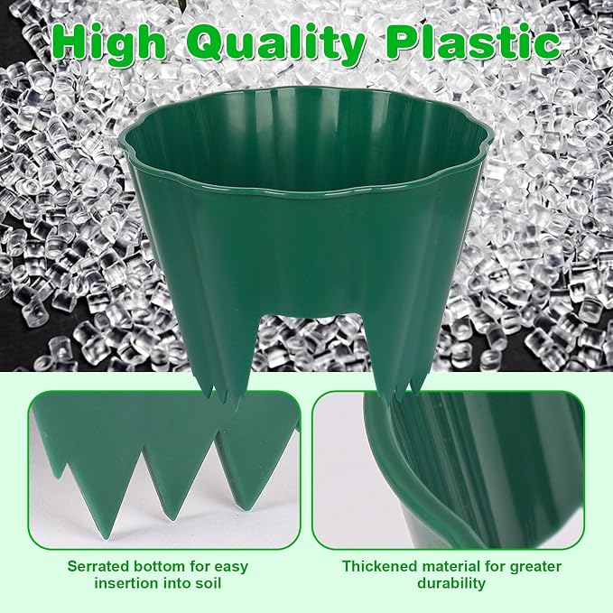 3 Pack of 12 Inch Planting Grow Rings, Planting Protective Round Garden Edging, Keeping Plants Separated, Weed Control and Directing Water to the Roots (12 Inch - 3 Pack - Green)