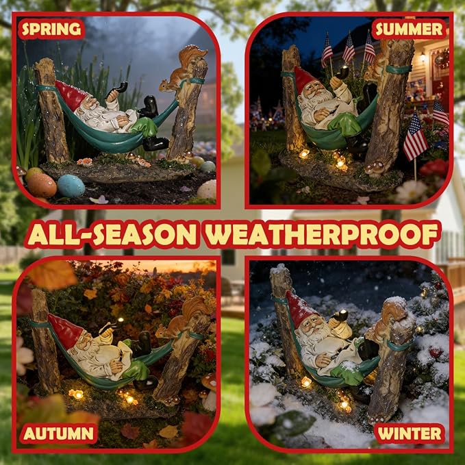 Sunthus Garden Gnome Figurine Garden Statues Yard Art Resin Decorations | 10 Inch Outdoor Garden Décor
