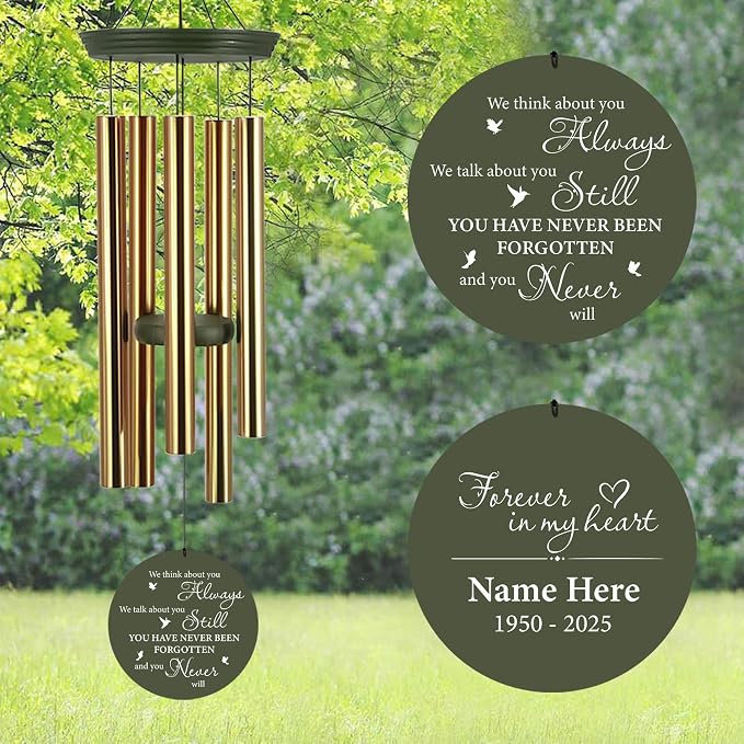 ASTARIN Personalized Memorial Wind Chimes, 30inch/36inch Memorial Wind Chimes, Custom Sympathy Gifts in Loving Memory of Dad/Mom, Condolences Wind Chime for Loss of Loved Ones(Produced in Texas)