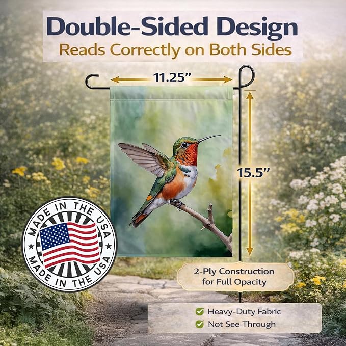 Caroline's Treasures Allens Hummingbird Garden Flag Mailbox Flag Decorative Yard Flag Banner Outside Patio Artwork Yard Flower Beds, Garden Size, Multicolor