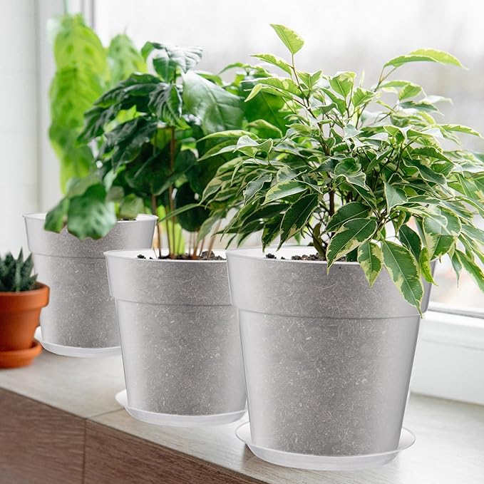 Baderke 3 Pack Clear Nursery Pot Plastic Nursery Pot Large Plant with Drainage Holes for Root Health Indoor Outdoor (8 Inches,9.25 Inches,9.6 Inch)