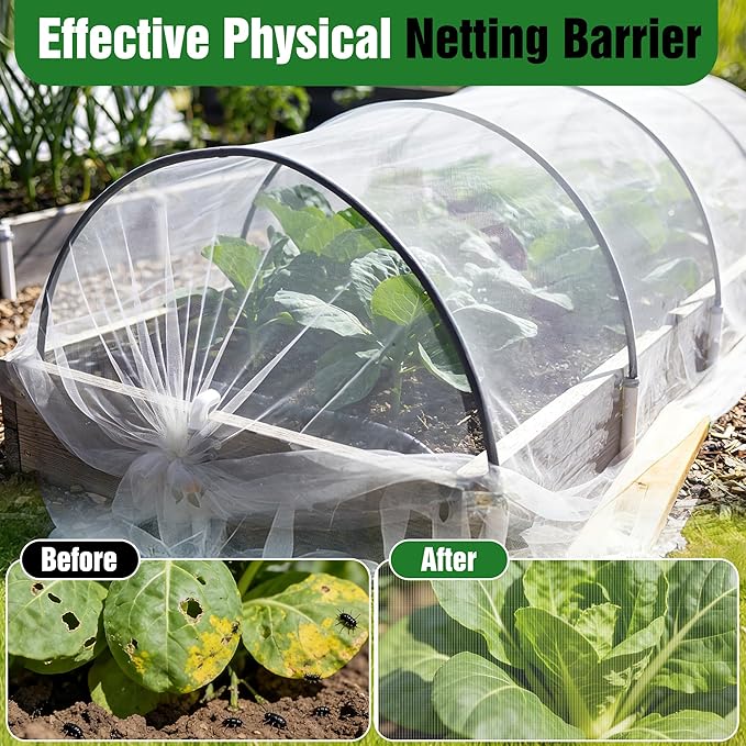 10 X 60FT Garden Mesh Netting Ultra Fine Mesh Netting Pest Barrier, Insect Bug Bird Netting for Vegetables Fruit Flower Garden Protection, Thickened 60 Mesh Row Covers Fabric Screen from Birds Bugs