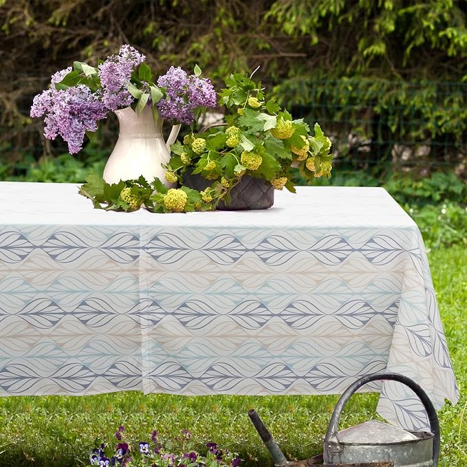Outdoor Tablecloth with Umbrella Hole and Zipper, Patio Table Covers for Spring/Summer, Machine Washable Outdoor Party/Picnic Rectangle Table Cloth 60 x 102 in