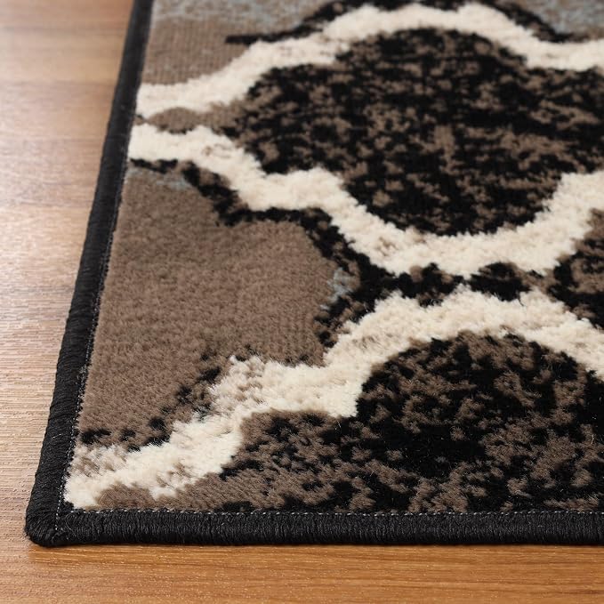 Superior Indoor Runner Rugs, Modern Area Rug, 2'7"x12', A Chocolate | Geometric Design Floor Décor, Easy Care High Traffic Areas Living Dining Room, Bedroom, Office, Entryway, Viking Collection