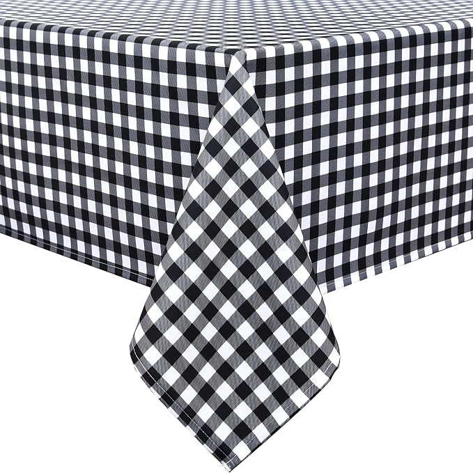 Waterproof Plaid Tablecloth Fabric - Square 58x58 Inch Classic Gingham Checker Table Cloth for Indoor/Outdoor Use - Buffalo Table Cover for Picnics, BBQs, and Parties
