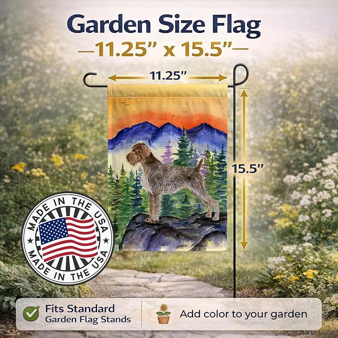 Caroline's Treasures SS8226GF German Wirehaired Pointer Garden Flag Mailbox Flag Decorative Yard Flag Banner Outside Patio Artwork Yard Flower Beds, Garden Size, Multicolor