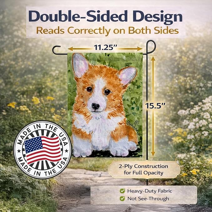 Caroline's Treasures SS8710GF Corgi Garden Flag Mailbox Flag Decorative Yard Flag Banner Outside Patio Artwork Yard Flower Beds, Garden Size, Multicolor