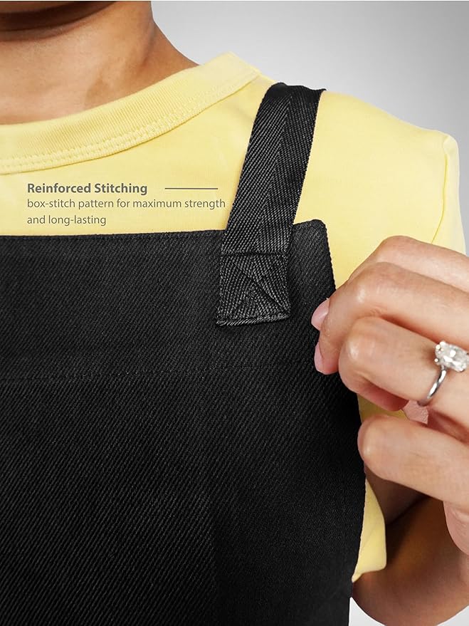 100% Cotton Kitchen Apron with 2 Pockets – Adjustable Chef Apron for Cooking Baking BBQ – Unisex Apron