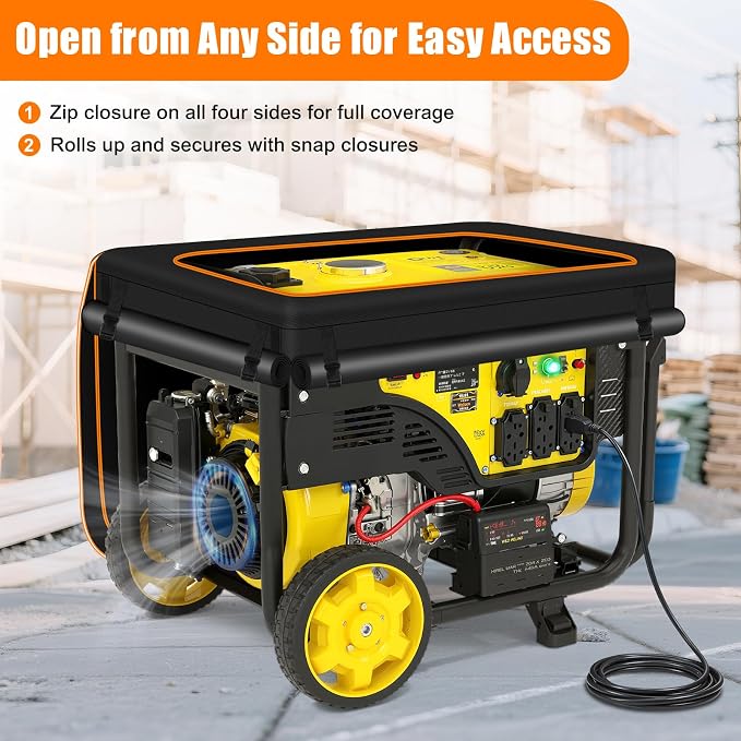 Generator Covers While Running, Heavy Duty 600D Waterproof Oxford Fabric, Transparent PVC Window Weather & Dust Protection Fits Most 3000W-10000W Generators (Packaging Varies – Product Unchanged)