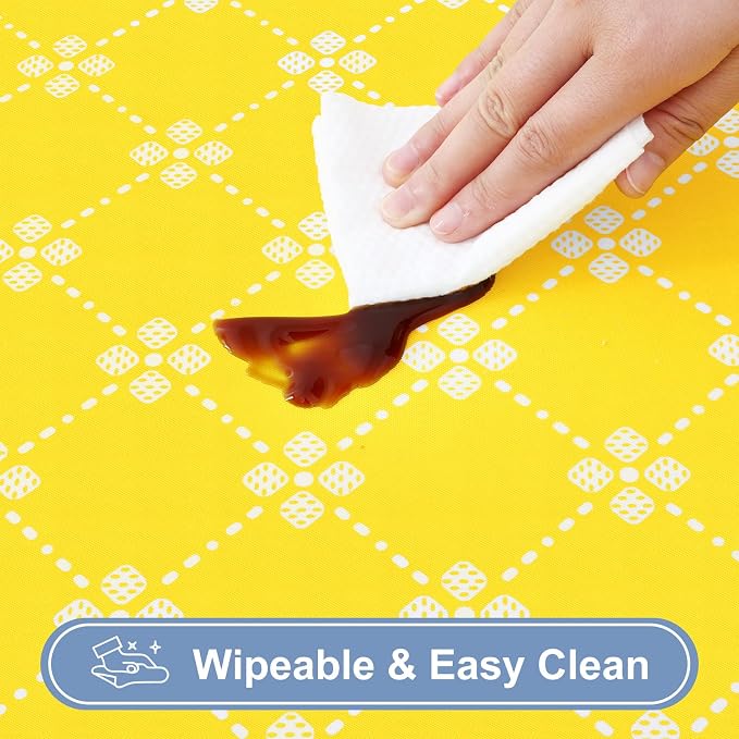 misaya Rectangle Vinyl Table Cloth, Elastic Fitted Tablecloth with Flannel Backing, Waterproof Plastic Table Cover Fits 6 Foot Folding Tables for Picnic, Camping and Outdoor (Yellow, 30" x 72")